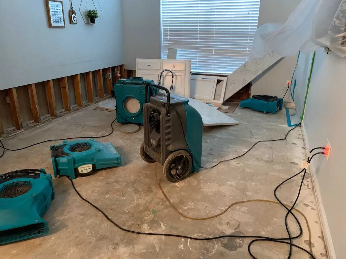 Dehumidifier in flood-cut room for Water Damage Restoration in Fort Myers Shores